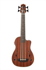 Kala Journeyman Acoustic Electric UBass with F-Holes Satin Mahogany with Bag, with White bindings an